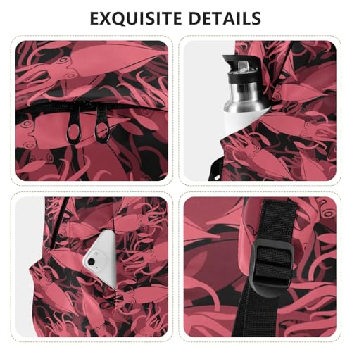 VIGTRO Squid Pattern Seamless Casual Backpack Lightweight Laptop Backpack for Women Men, Marine Organism Travel Work Business Bag Outdoor Daypack4