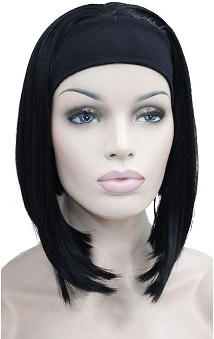 Lydell Short Straight Bob Synthetic Headband Wig 3 4 Wig Short Half Hair Wig Black Amazon Co Uk Beauty