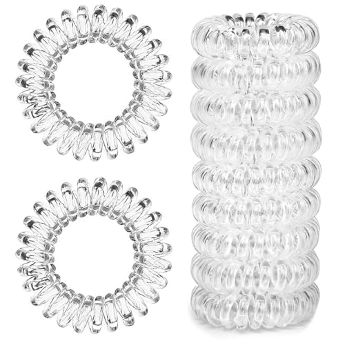 GNALIA Gomas Pelo Mujer Invisibobble Elástico Espiral Transparente 10 Unidades 3.8Cm