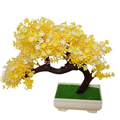 uyhghjhb - Árbol de bonsái en maceta artificial para decoración de boda, hogar, fiesta, color amarillo