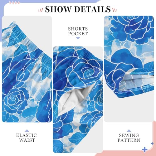 Blue Rose Flower Pajama Pants Long Sleep Pant Soft PJ Bottoms Sleepwear4