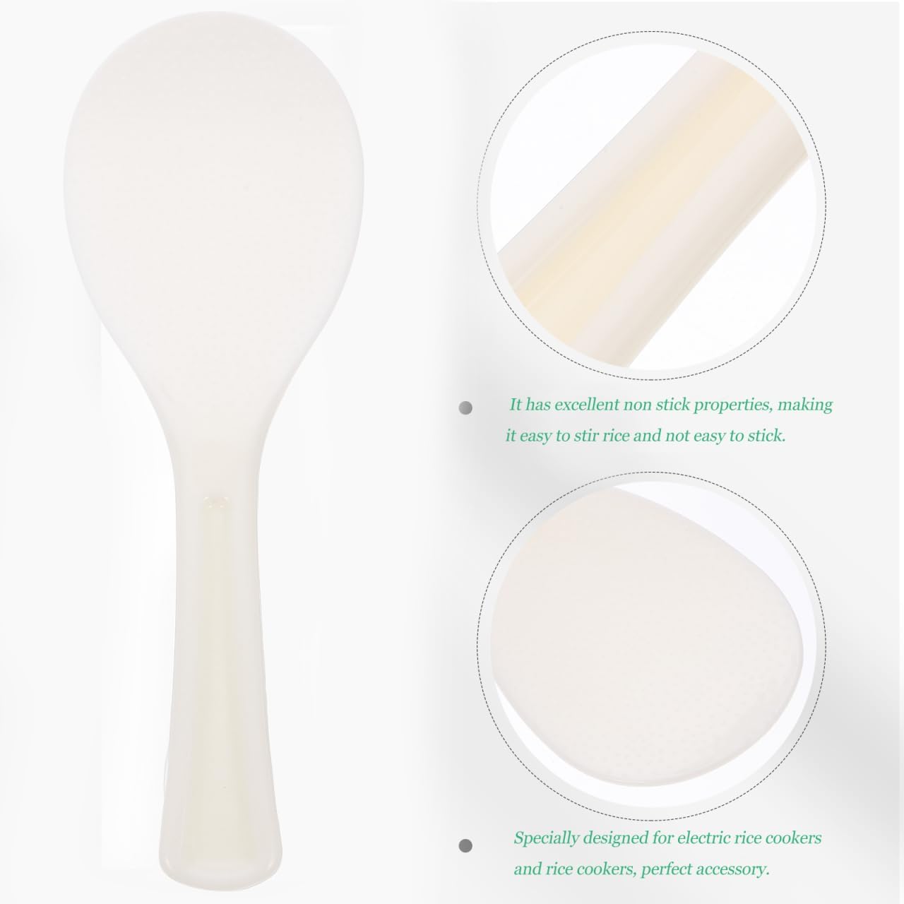 KICHOUSE Rice Spoon Paddle Rice Serving Spoon Non Stick Thickened Plastic White Cooker Spatula for Kitchen Restaurant Cooking Utensil