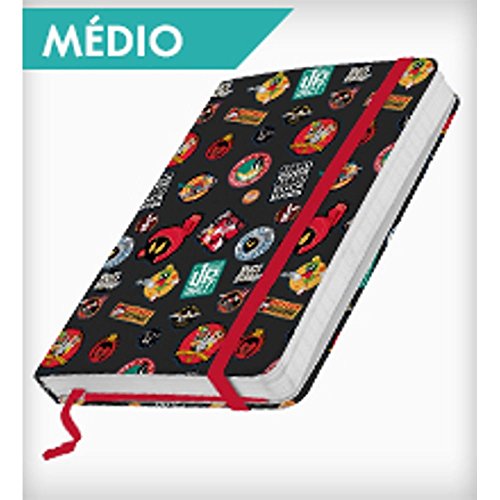 Caderneta de Anotação Looney Tunes Buttons Fundo Preto 100 Folhas - 21x14,8 cm