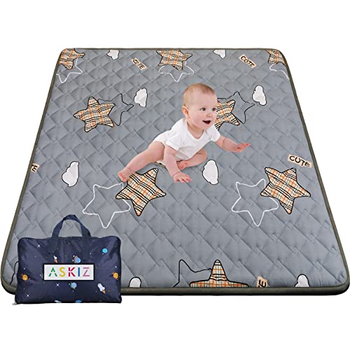 Baby Mat For Floor With Handbag, 80"×50" Foldable Thick Large Non-Slip Care Playmats For Babies And Toddlers, Waterproof No Tonic Tummy Time Mat For Girl And Baby (Grey) #TOP11