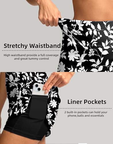 Image of SANTINY Women's Golf Skirts Skorts | High Waisted Tennis Skirt Athletic Workout Casual Skorts for Woman with Short Pockets