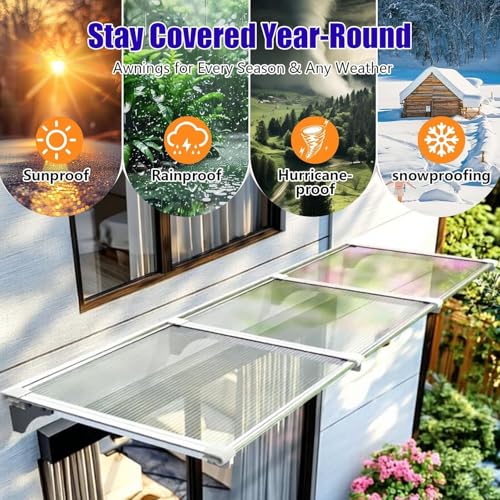 Auvent de porte extérieure anti-UV avec structure robuste en aluminium - 5
