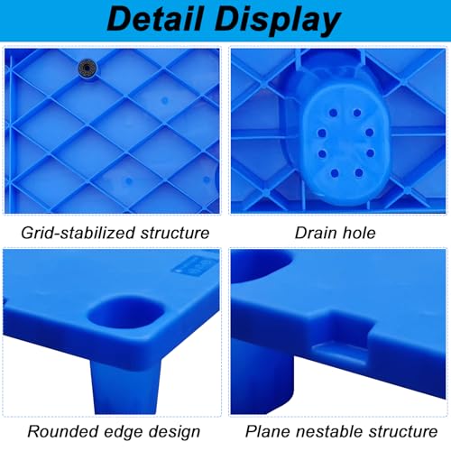 2 Pcs Heavy Duty Plastic Pallets, 31.5\"x23.6\"x5.5\" Industrial Storage Platform, Dynamic Load 1102 lbs/Static Load 1764 lbs, Warehouse Stacking Pallets for Logistics and Warehousing - Thumbnail 3