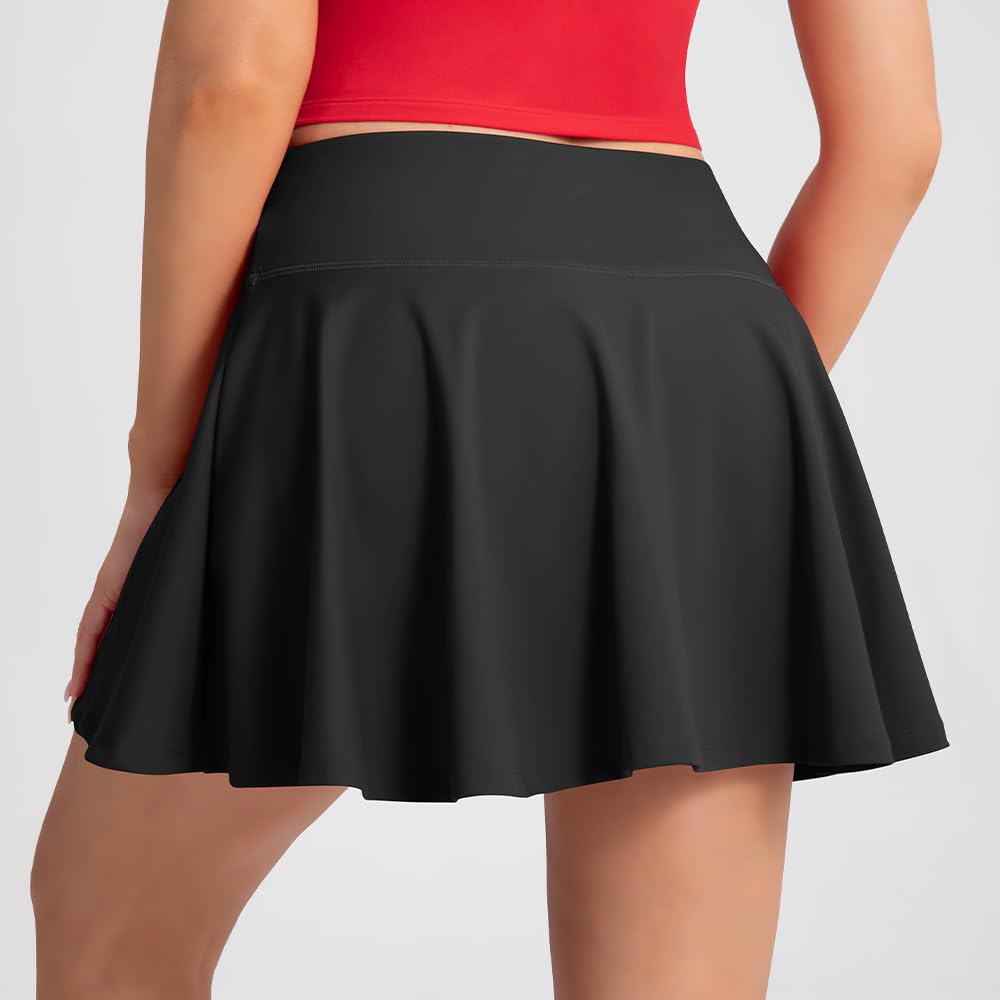 Damen Falten-Tennisrock mit integrierten Shorts, hohe Taille, athletischer Skort für Golf, Laufen, Yoga, Workout