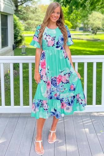 Image of STYLEWORD Womens Summer Casual Short Sleeve Flowy Midi Beach Dress