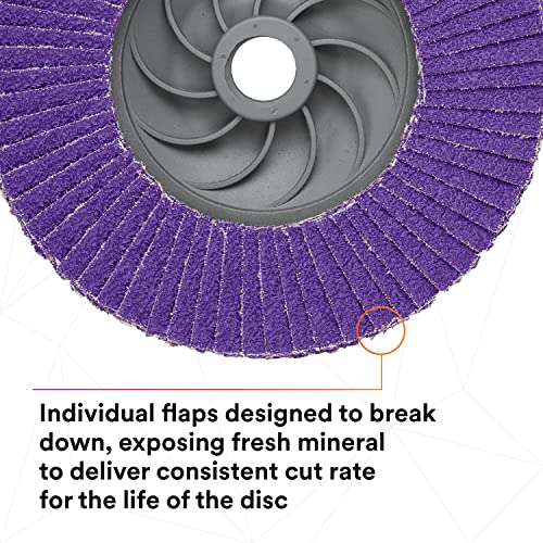 3M Flap Disc 769F, Type 27 Quick Change, 40+, 4-1/2 in x 5/8-11, High Performance Abrasive, Ceramic Precision-Shaped Grain Grinding and Finishing Disc, Carbon Steel, Stainless Steel by 3M - Image 7