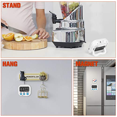 Timer, Kitchen Timer, Magnetic Digital Timers Loud Alarm Digital Timer for Cooking 2 Pack (white), Upgrade Silent Classroom Countdown Count Up Timer for Kids, Back Stand for Food Timer - Thumbnail 7