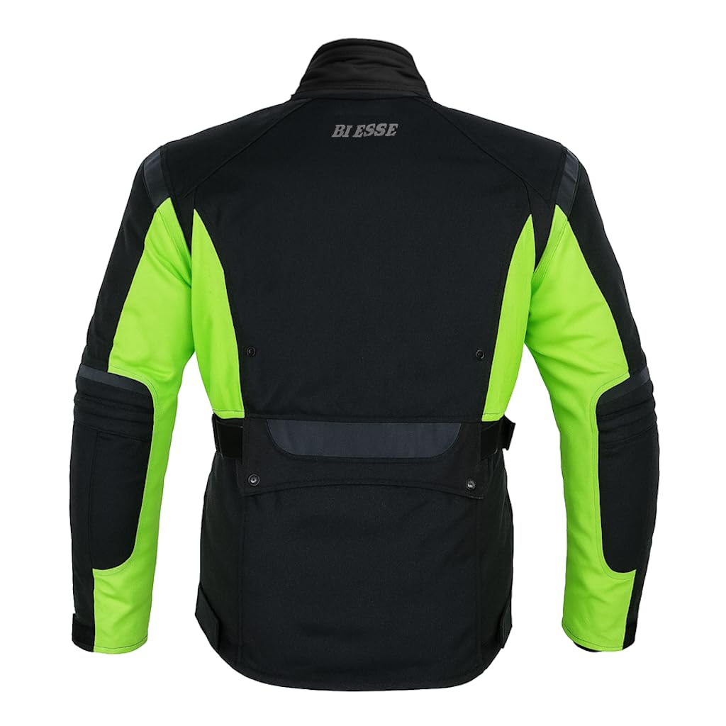 BI ESSE - Giacca moto uomo in cordura, giubbotto in Tessuto impermeabile, antipioggia, Fodera termica rimovibile, con Protezioni