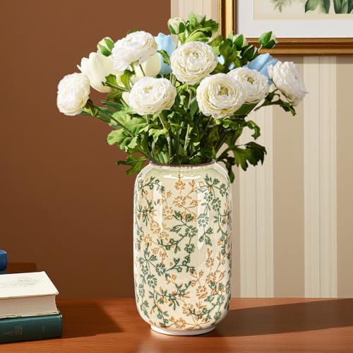 Ceramic Vase for Flowers – Modern Small Ribbed Textured Flower Vase for Home Decor, Pampas Grass, Decorative, Farmhouse, Coffee Table, Kitchen Centerpieces, Bookshelf and Home Living - Image 8