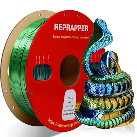 Reprapper PLA Filament 1.75mm 1KG – Blue/Green/Gold Tri Colour Silk PLA Filament, Multicolour Filament for 3D Printing, High Glossy & Easy to Print