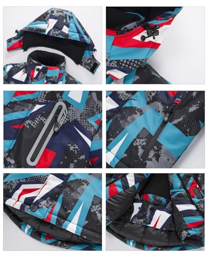 Image of WOWULOVELY Big Boy's 2-Piece Colorblock Snow Pants and Jacket Snowsuit Ski Suit