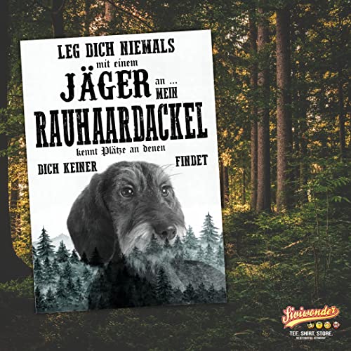 Schild RAUHAARDACKEL Dog Hund Jäger Spruch Türschild Hundeschild Jagd Jagdhund Wall Art Geschenkidee lustiger Spruch Hundemotiv Aluminium Wetterfestes Hundeschild