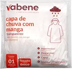 Capa De Chuva, Vabebe, 120x70cm, Plástica, Transparente, Unidade