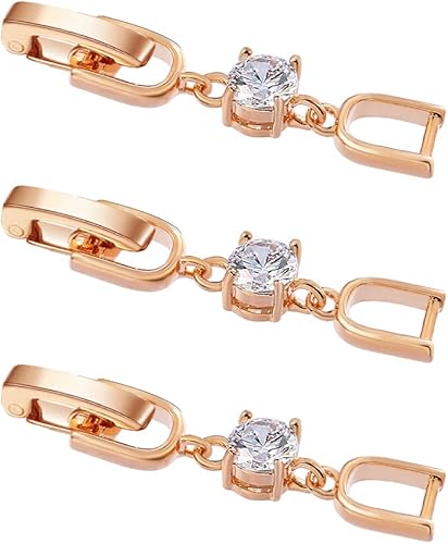 Extensores de collar y pulsera, 3 piezas de diamantes de imitación chapados en oro rosa con cierre de extensión plegable para hacer pulseras,