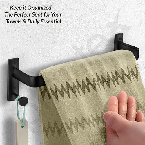 Image of Plantex Single Towel Rod for Bathroom /Cloth Hanger for Wall /Towel Holder /9 Inch Towel Bar /Bathroom Accessories (1511, Black)