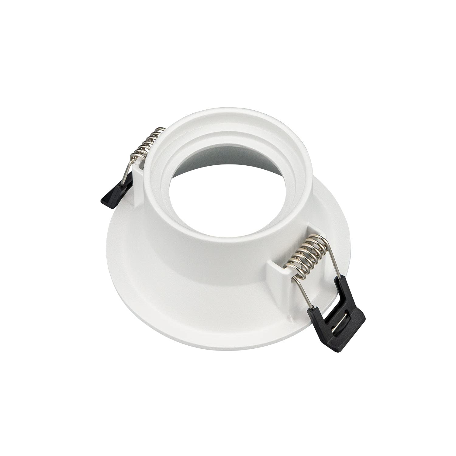 Popp Pack x10 Marco Downlight ARO Circular Profundo aluminio para bombilla GU10, MR16 Blanco corte de Ø75mm para pasillo, oficina, salon etc. (Pack 10, Blanco)