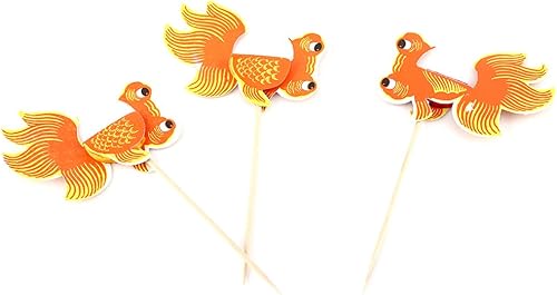 45 piezas de palitos de frutas para tartas de frutas, decoración de fiesta, paraguas de pavo real, cóctel, peces dorados, para sándwiches, barbacoa,