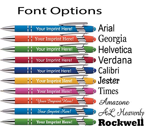 Express Pencils™ - Premium Custom Pens With Stylus | Burst Of Color | Personalized Soft Touch Metal Printed Name Pens W/Black Ink - Imprinted W/Logo Or Message - 12 Pcs/Pack (Assorted) #TOP6