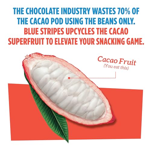 Blue Stripes Cacao Superfruit Gummies - Vegan Chewy Fruity Snack, No Sugar Added 100% Fruit Gummy, 9 Essential Vitamins & Minerals, Natural Tropical Superfood - Mango & Cacao Fruit, 3.2oz - image 5