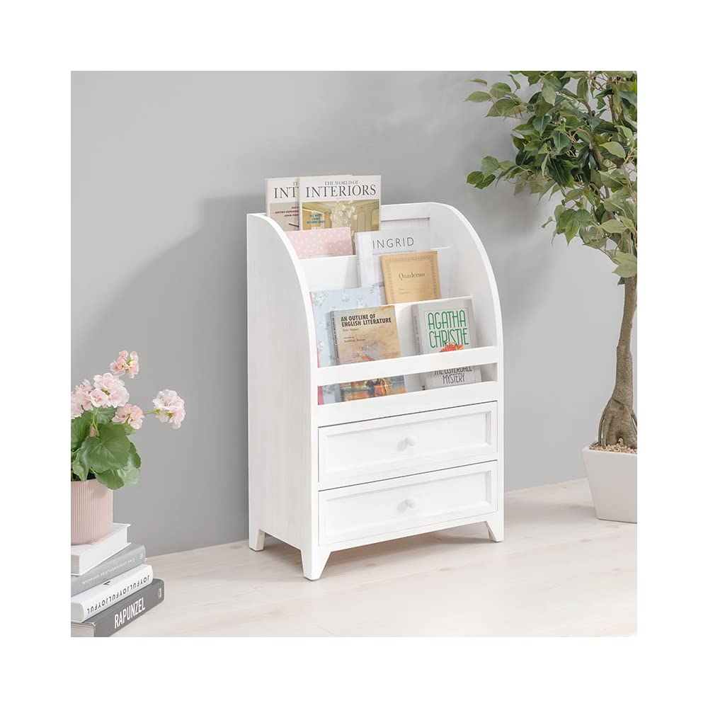 Amazon｜オープンシェルフ 本棚 引出し付き 2段 木製 幅48cm オープン