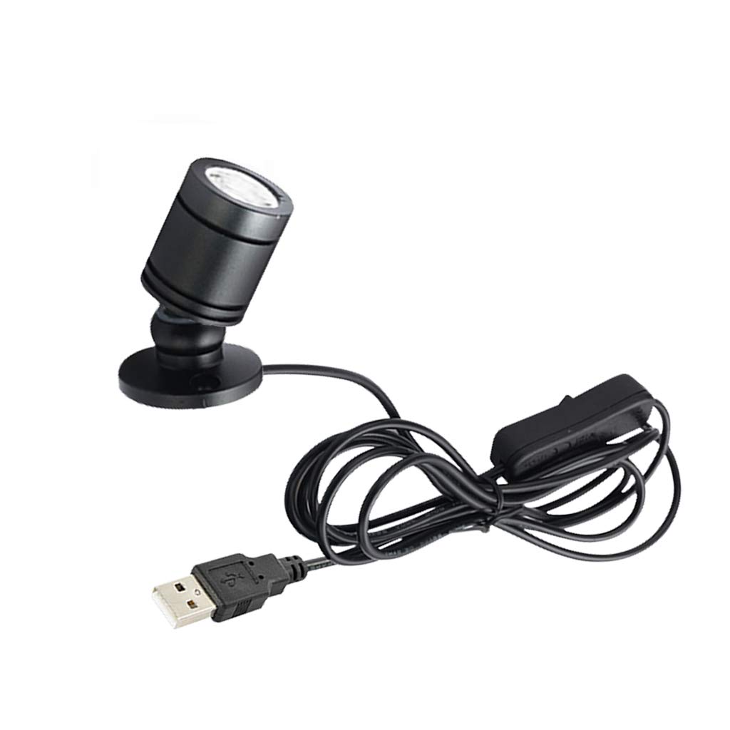 1-Light 1W Mini LED Coldwhite Spotlight 360° Rotatable Dimmable Breathable Lighting Black Shell with 6.5 Ft USB Dimmable Cable for Accent Lighting Cartoon Showcase Cabinet Lego Model