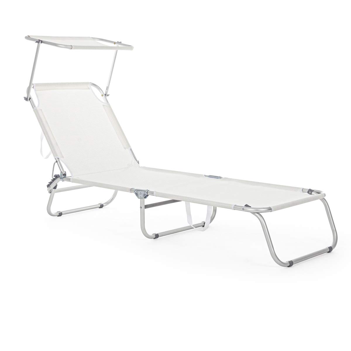 Yellowshop Folding Cot Bed with Cross Canopy White