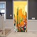A.Monamour Sticker Porte Autocollant Poster de Porte 3D Désert Coucher De Soleil Paysage Cactus Plantes Succulentes Jaune Vinyle Affiche de Porte Sticker Mural Papier Peint Art Décor 77 x 200 cm