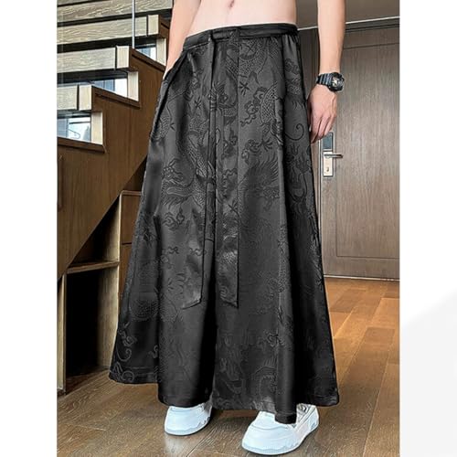 HZCX FASHION Mens Womens Baggy Relax Wide Leg Palazzo Pant Dragon Satin Kung Fu Slacks Casual Trousers Lightweight Yoga Pants4