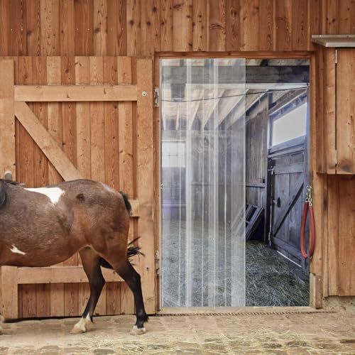 Image of Moukeren Plastic Curtain Strips, 100 ft x 8 in Clear PVC Strip Curtain Roll, Heavy Duty Plastic Insulated Freezer Door Strips for Commercial, Walk-in Cooler, Garage, Warehouse, 0.08 inch Thickness