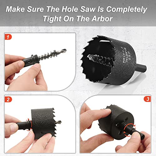 Image of 2 Inch Hole Saw with 3 /8 inch Triangle Shank Quick Change Arbor, JTemgle Bi-Metal Hole Saw Heavy Duty Hole Cutting Tool for Cornhole Boards, Recessed Lights, Wood, Plastic, Drywall & Soft Metal