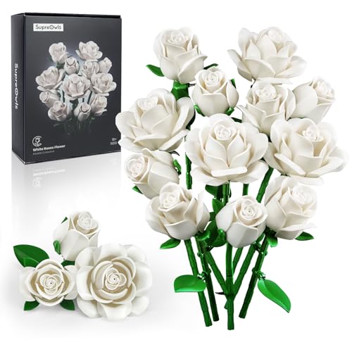 Millionspring Ramo de Rosas Blancas: Rosas Artificiales Blancas, Regalo para Ella en Bodas, Aniversarios, jubilación, nuevos comienzos, Navidad y decoración del hogar.