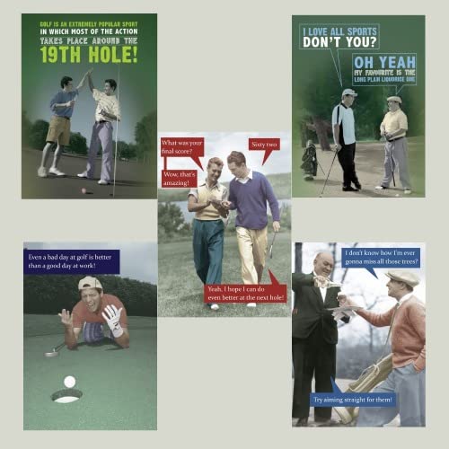 Multi Pack of 5 Male Golf Themed Humour. Birthday Cards Multipack of 5. Each Birthday Card set includes 5 Mixed Happy Birthday Card Designs. Blank Inside. Bulk Birthday Cards and Envelopes