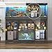 Hlivelood Farmhouse 55-75 Gallon Fish Tank Stand with Power Outlet, Aquarium Stand w/Cabinet&Sliding Barn Door, Heavy Duty Reptile Tank Stand for Fish/Turtle/Reptile Terrarium, 880LBS Capacity, Grey