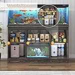 Farmhouse 55-75 Gallon Fish Tank Stand with Power Outlet, Aquarium Stand with Cabinet&Sliding Barn Door, Heavy Duty Reptile Tank Stand for 2 Fish Tank/Turtle Tank/Reptile Terrarium, Grey - Image 5