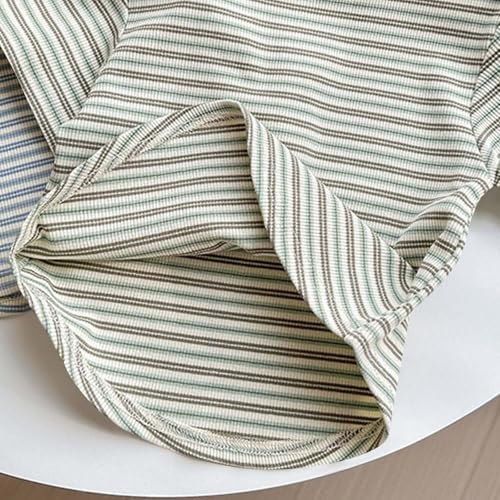 Baby Toddler Girl Striped Base Shirt Cotton Short Sleeve Crewneck Pullover Top Loose Stretchy Blouse Daily Clothes4