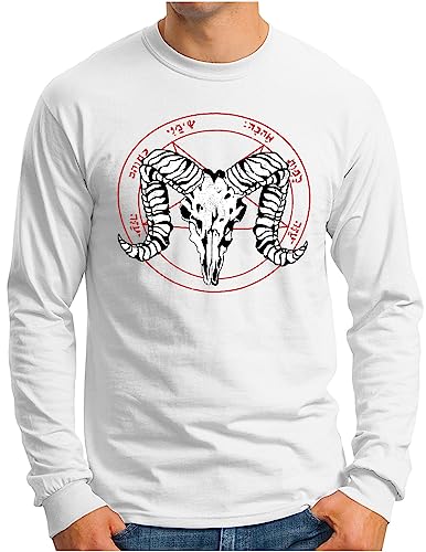 T-shirt manches longues Baphomet blanc pour vos concerts de metal et festivals