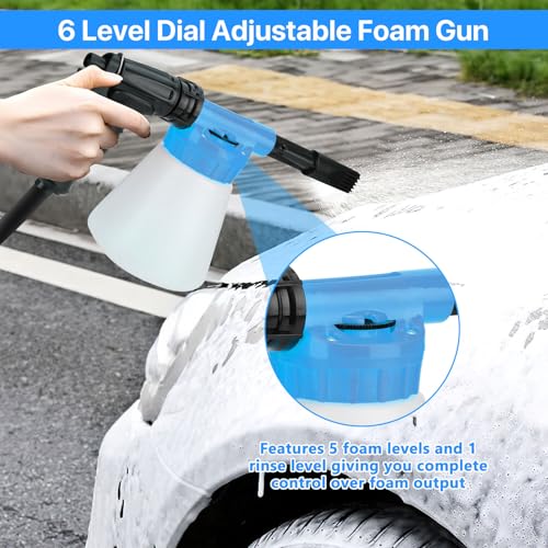SUNJULY Auto-Schaumpistole, 900ML Multifunktionale Auto Reinigung Schaum Pistole, Einstellbare Profi Schaum Waschpistole für Auto-und Motorrad Gärten Waschen Werkzeug fit Gartenschlauch SchaumsprüHer