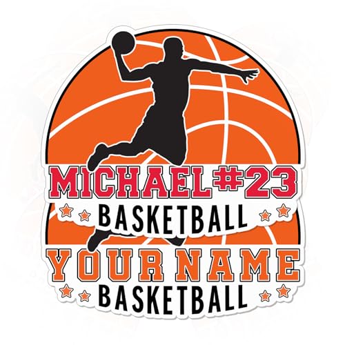 Custom Name Basketball Sticker Personalized Sport Players Team Name Waterproof Vinyl Sticker for Helmet Laptop Water Bottle Bumper Stickers for Sport Men