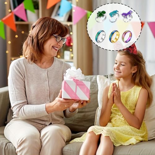 Yuwnd 6 Stück Stimmungsring Kinder, Kinderringe Mädchen, Farbwechsel Mood Ring, Kinderring Verstellbare Mood Rings Als Partyaccessoires und Geschenk Geburtstag Valentinstag Jubiläum