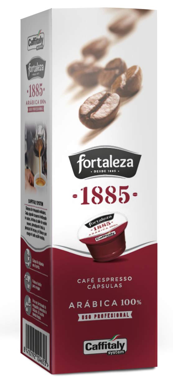 CAFÉ FORTALEZA Cápsulas de Café Natural Compatibles con Caffitaly – Especial Espresso 100% Arábica – Pack 8 x 10 - Total 80Uds - Café Espresso Intensidad Media - Desde 1885 Café Natural