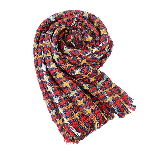 Écharpe frangée chaude cachemire rouge à étoiles : idée cadeau femme