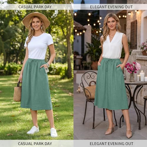 Image of Witsmile Women's Summer Pleated High Waisted Casual Flowy Skirt Pockets