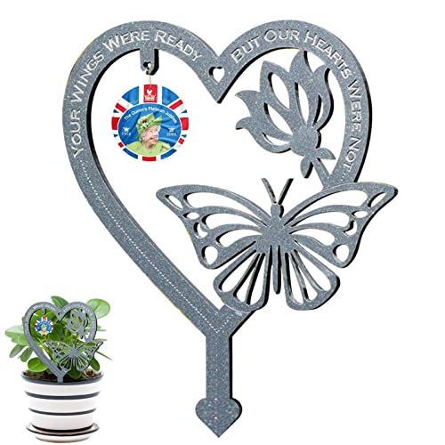 Airber 5 Pcs Ornement de Papillon de la Reine Elizabeth II - Cadeau de sympathie pour la Perte de Sa Majesté la Reine - Ornements de Jardin commémoratifs en ABS argenté pour la Reine Elizabeth II Cover