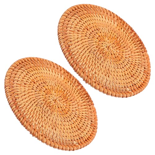 Zerodeko Posavasos Rústicos de Ratán Tejido a Mano 2 Unidades Salvamanteles Aislantes Resistentes al Calor para Tazas y Cazuelas Antideslizantes Ideales para Cocina y Comedor Bohemio