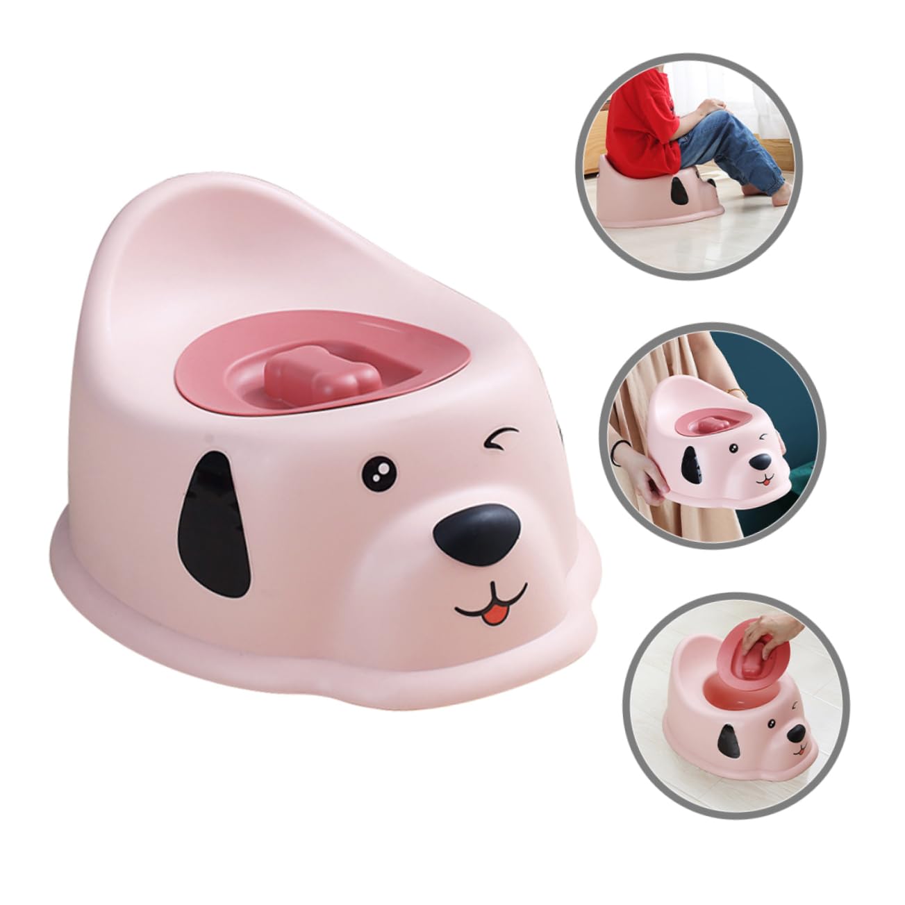Kinder Toilettensitz für Jungen und Mädchen, Pp, mit Deckel | Kleinkind Töpfchen für Zuhause, Niedliches Hunde Motiv, Spritzschutz und Leicht zu Reinigen