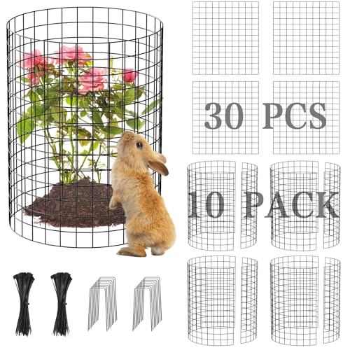 30Pcs Plant Protectors from Animals 16 x 12 Metal Tree Trunk Guards Garden Plant Cloches & Expandable Plant Cages to Protect from Deer Rabbits & Lawn Mowers